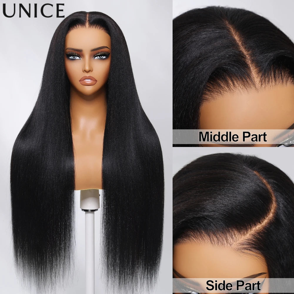 Yaki straight human hair wig with glueless 7x5 lace, ready-to-wear style by HSF Marketplace