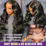 13x6 Lace Front Wigs Human Hair 250 Density Hd Body Wave Lace Frontal Human Hair Wigs For Women Glueless Pre Plucked Black Wig