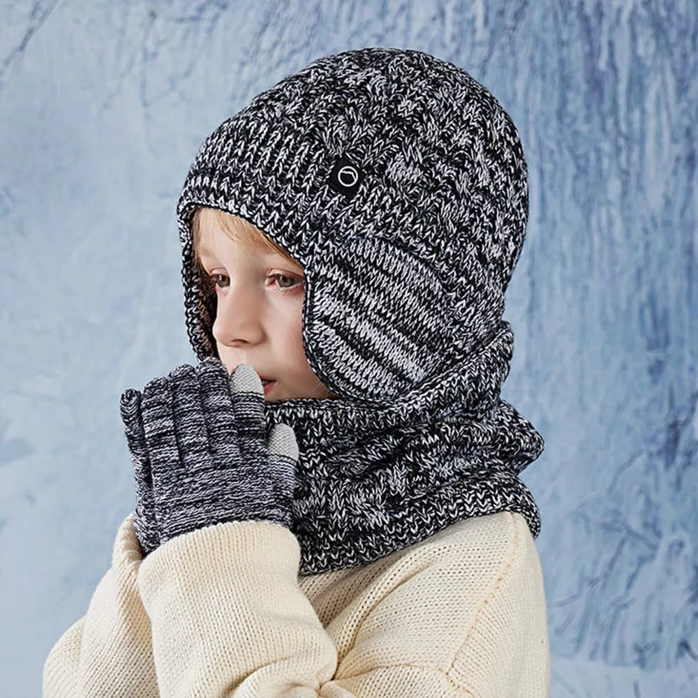 Children's warm fleece-lined hat, scarf, and gloves winter set by HSF Marketplace