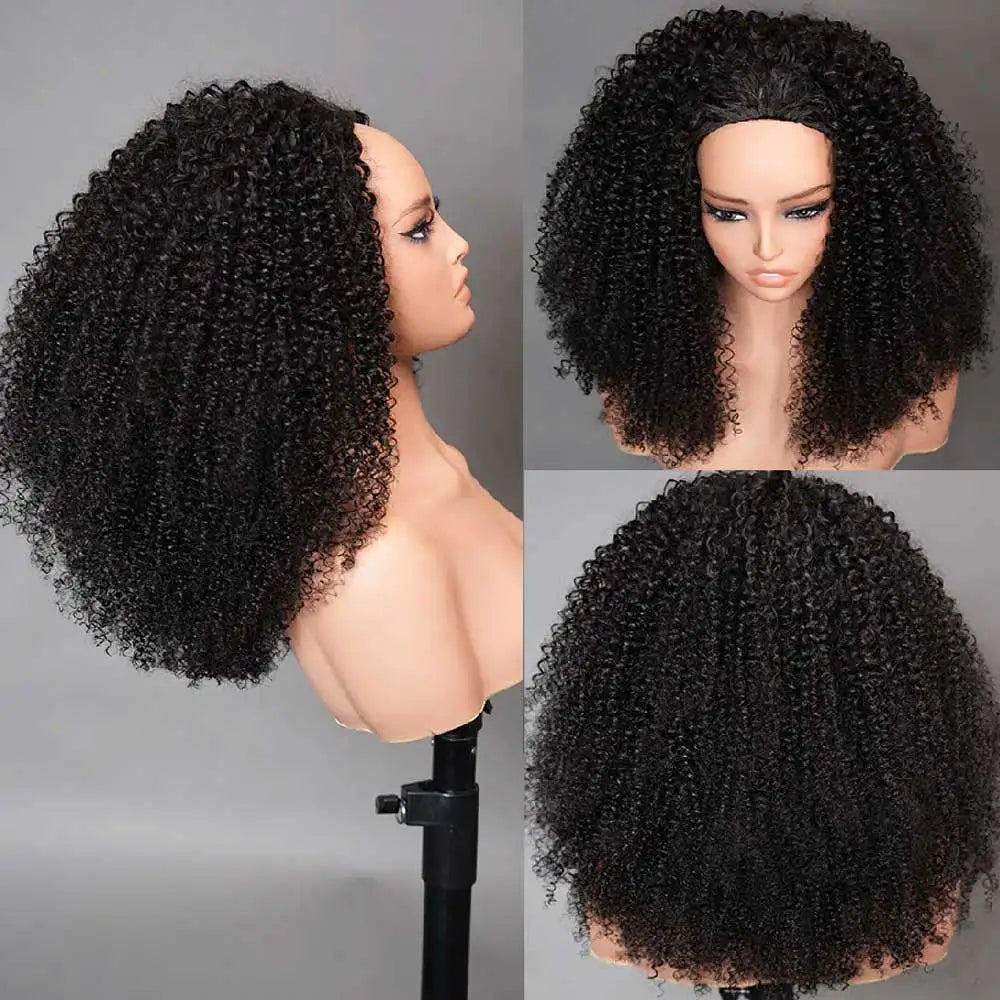 Kinky Curly 32-inch Remy human hair half wig with headband by HSF Marketplace