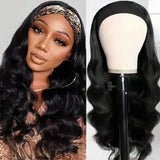 40-inch body wave Remy human hair headband wig with long wavy texture and natural fluffy volume