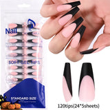 HSF Marketplace medium-long square acrylic French press-on false nails, full-cover mixed-size set for women