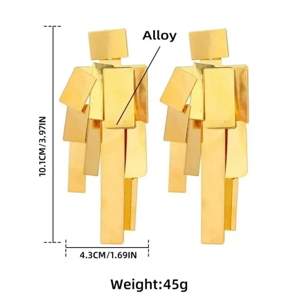 Metal retro tassel dangle earrings for women, featuring a stylish vintage-inspired design