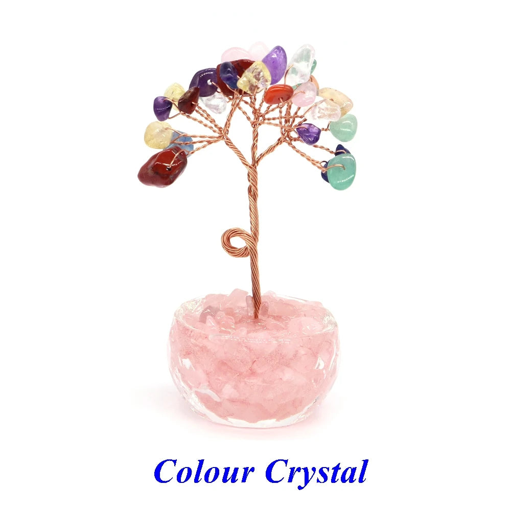 Lucky Money Tree Natural Crystals Aquamarine Fortune Feng Shui Reiki Healing Lapis Lazuli Tree of Life Home Decor Birthday Gifts