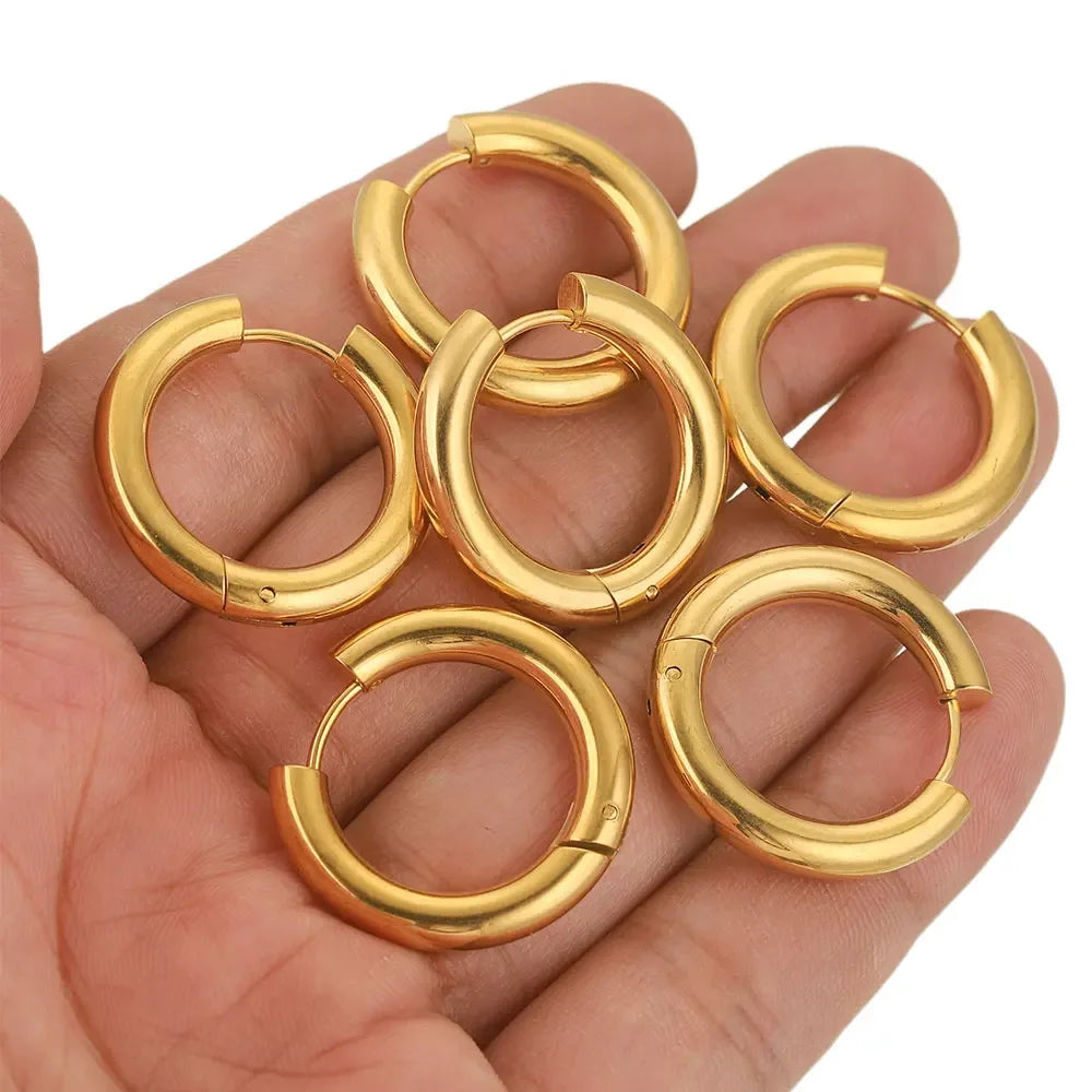 Gold plated large round hoop earrings for women, 6-piece jewelry set by HSF Marketplace