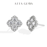 Full moissanite diamond earrings, D VVS1, in 18k gold-plated S925 sterling silver for women