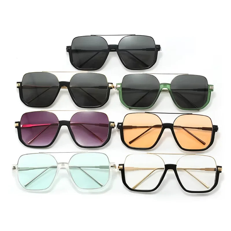 Stylish unisex HSF Marketplace sunglasses with high-quality UV400 lenses, double beam design, and half-frame style.