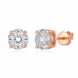 Moissanite stud earrings in rhodium-plated S925 silver, 8mm round design by HSF Marketplace