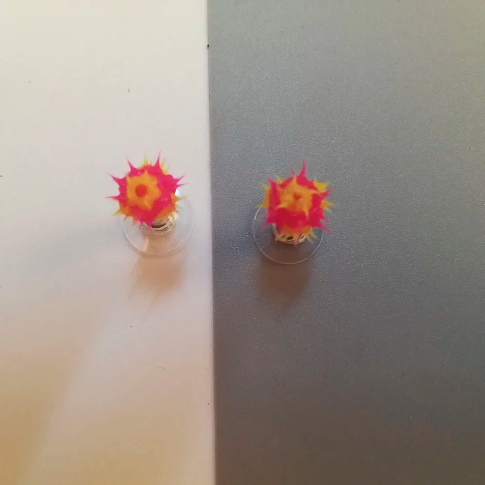 Colorful silicone ball stud earrings in Japanese Korean style, 32 patterns, for girls and teens by HSF Marketplace