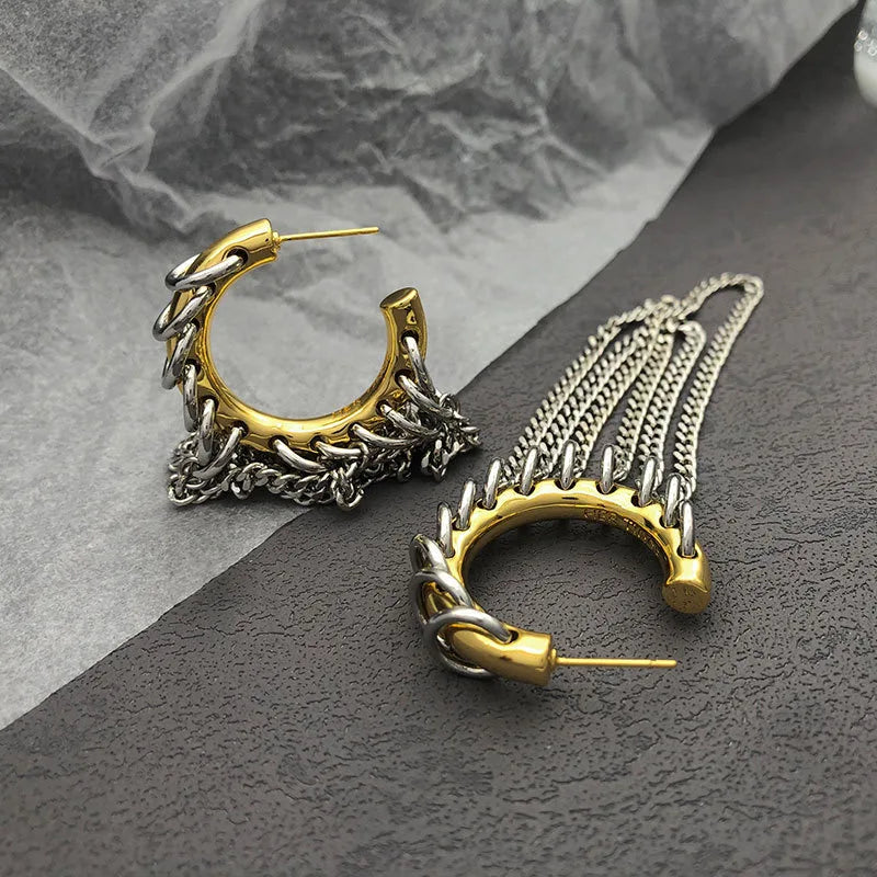 European and American exaggerated long fringe earrings for women, stylish temperament jewelry accessory