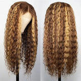 36 Inch P4/27 Honey Blonde Highlight Deep Wave Lace Frontal Wig 200 Density 13x4 13x6 HD Transparent Lace Brazilian Colored Human Hair Pre Plucked Natural Hairline For Women