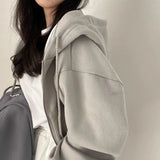 Women's hooded zip-up sweatshirt, casual autumn winter style, K-Culture merch by HSF Marketplace