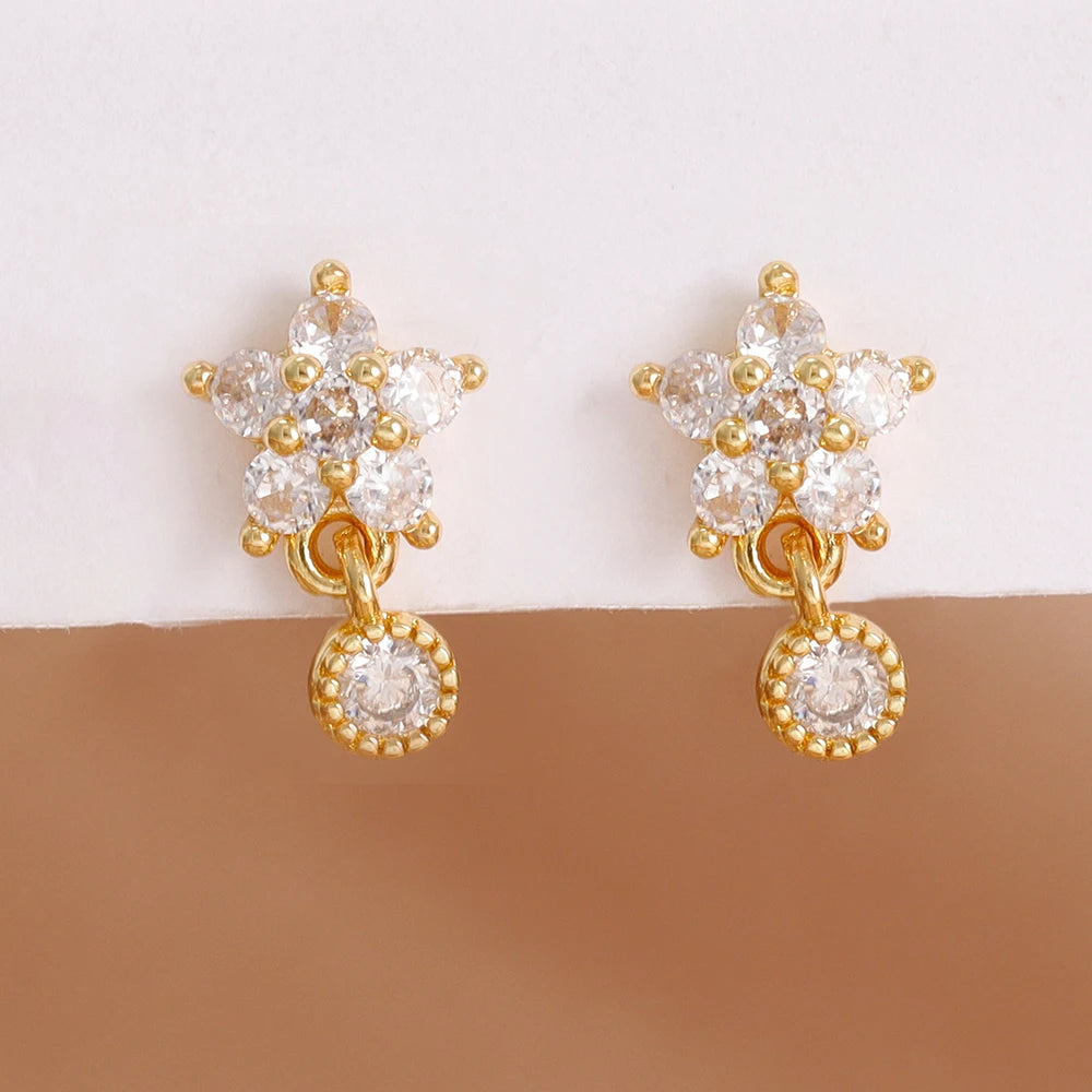 Stainless steel star dangle earrings with sparkling zircons by HSF Marketplace