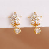 Stainless steel star dangle earrings with sparkling zircons by HSF Marketplace