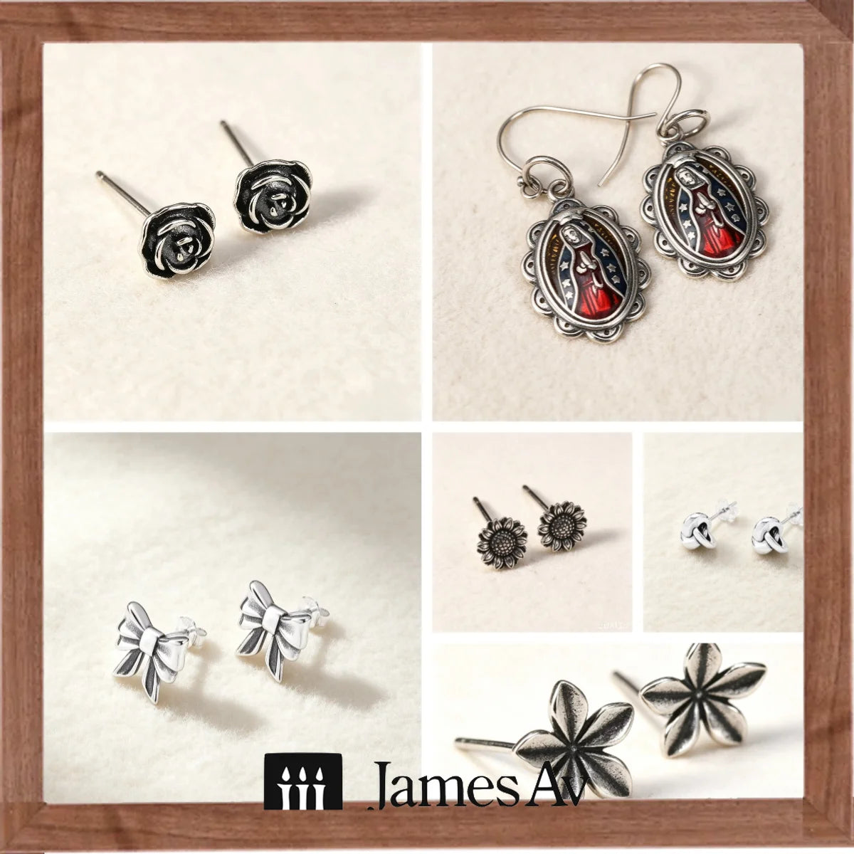 Vintage antique silver stud earrings for women with retro floral design by HSF Marketplace