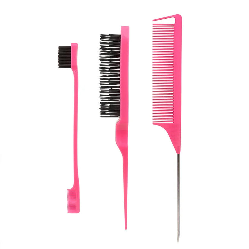 4pcs Bristle Slick Back Hair Brush for Sleek Ponytail Bun & Smoothing Baby Hairs, Flyaways, Edge Control - Backcombing & Teasing