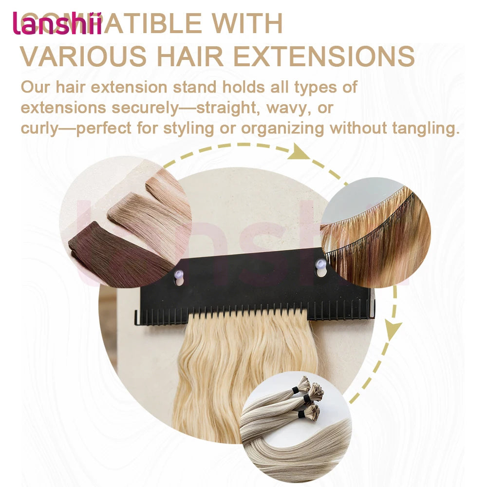 Lanshii Hair Extension Stand, Stainless Steel Holder for Wigs & Extensions, Salon Storage & Styling Organizer