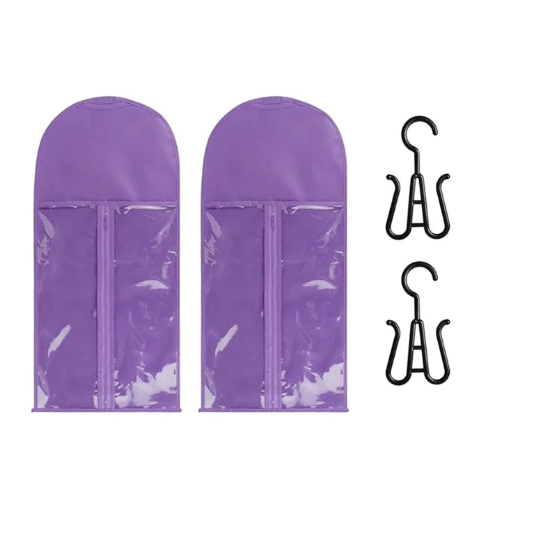 1Set/2sets Wig Storage Bag With Hanger Hair Bags With Plastic Hanger For Virgin Hair Wig Organizer Hangers For Multiple Wigs
