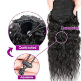 Curly deep wave drawstring ponytail extensions with clip-in thick human hair for Black women, natural look