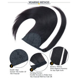 Long straight Brazilian Remy human hair ponytail wrap-around extension in natural color with clip-in hairpiece by HSF Marketplace