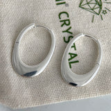 925 sterling silver oval hollow earrings for women, trendy shining party jewelry by HSF Marketplace