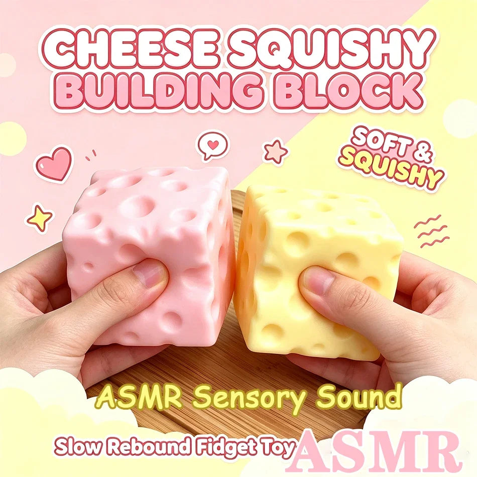 Crunchy Soft Cheese Cube Peanut Pudding Soap Corn Squishy Toy ASMR Sensory Fidget Toy Anti Stress Gift For Adults