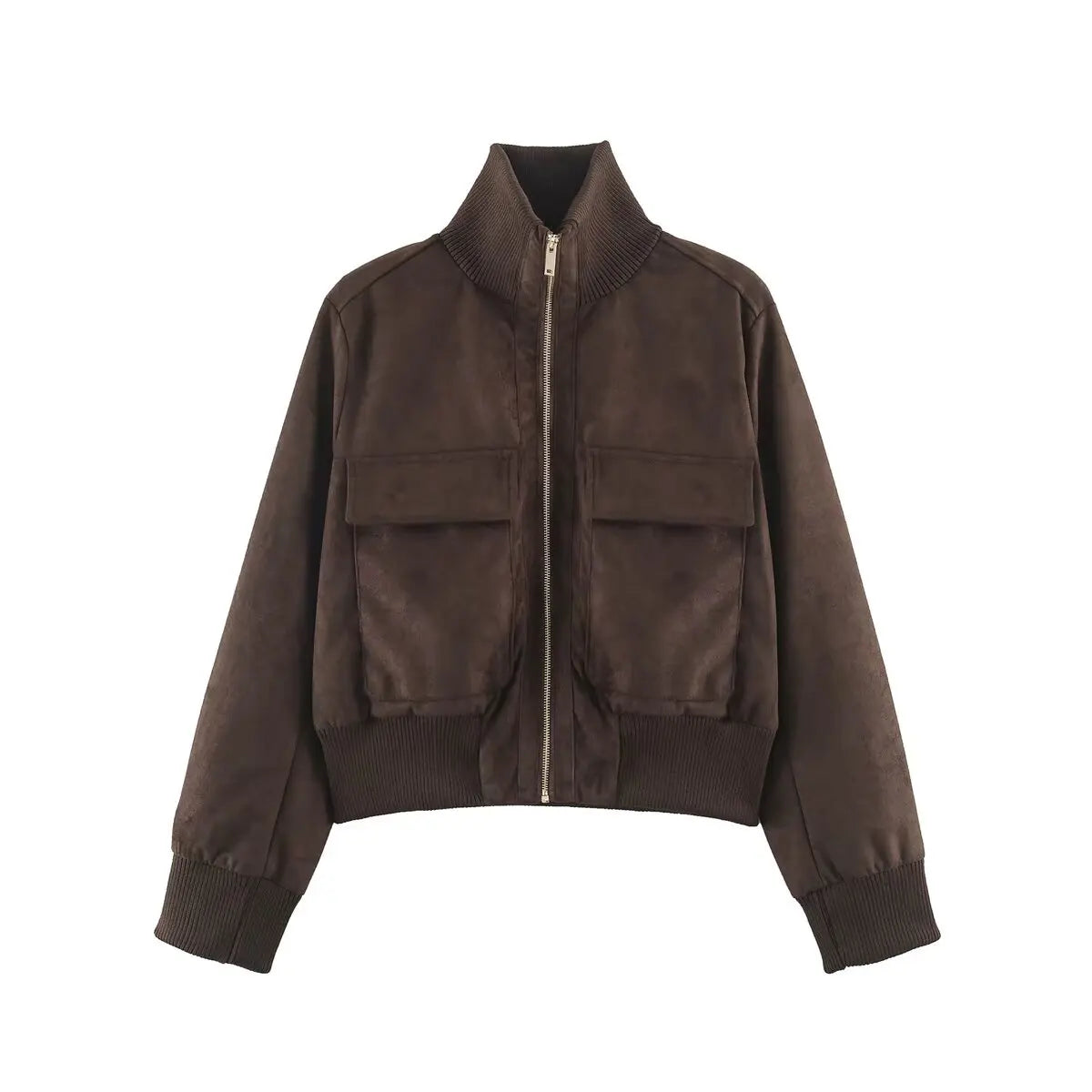 Women's slim warm autumn jacket with big pockets, street chic style and elegant design by HSF Marketplace