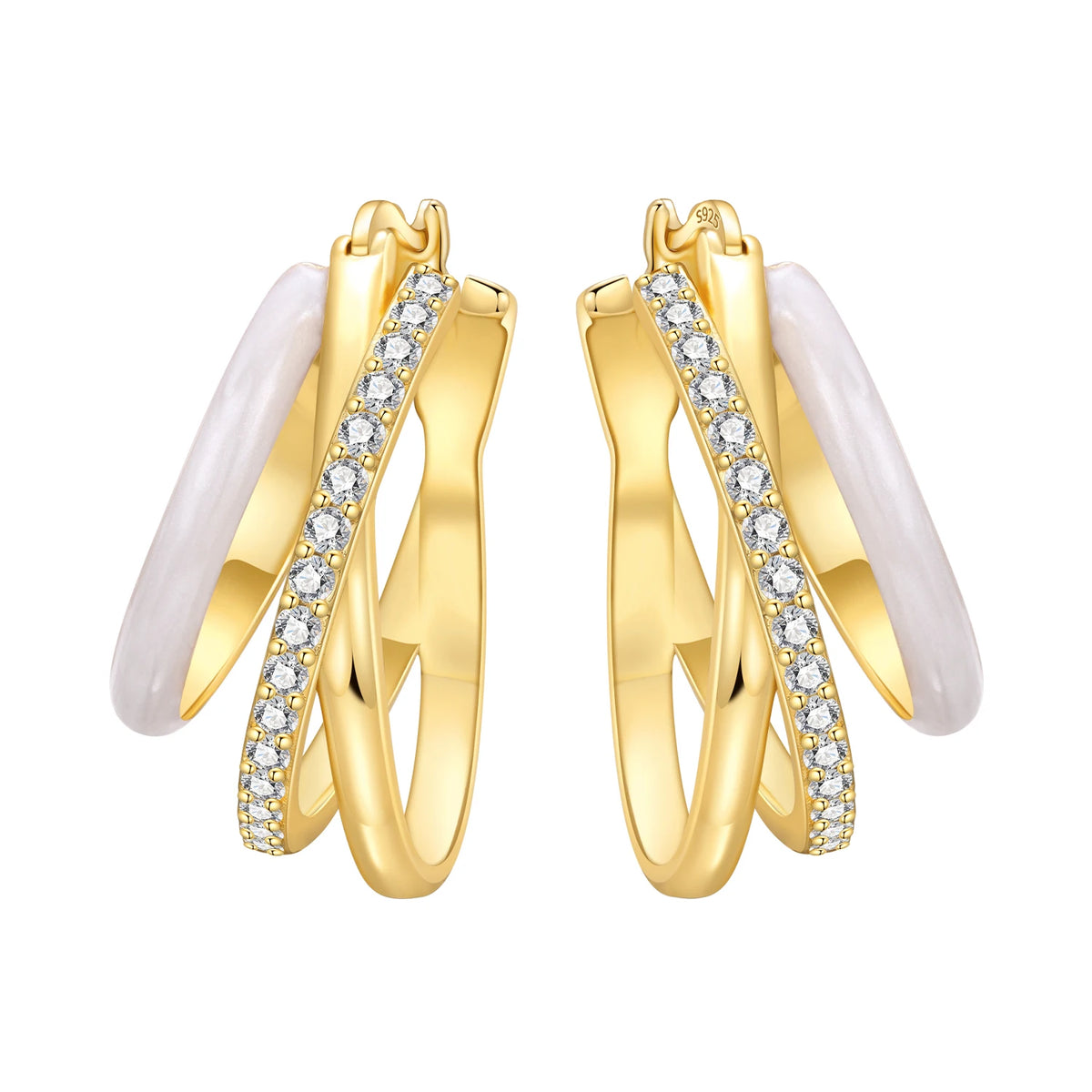 925 sterling silver 18K gold plated cherry blossom butterfly hoop earrings for women