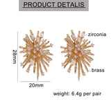 Fashion Korean Personality Firework flowers Clip on Earrings Without Piercing Brass Inlaid Zirconia Earrings for women Jewelry
