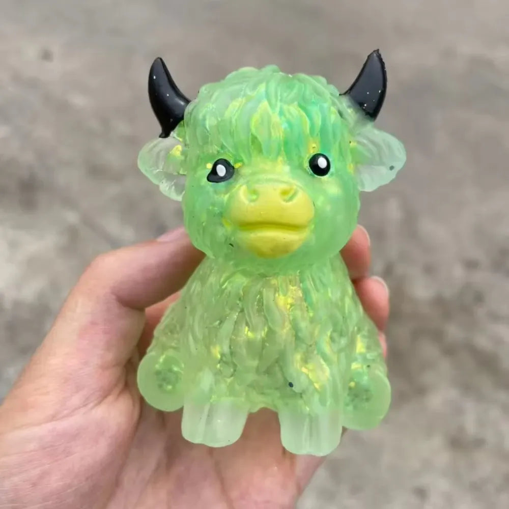 Cute Highland Cow Squeeze Toys Maltose Squishy Glitter Soft Animal Slow Rising Anti Stress Relieve Anxiety Sensory Fidget Toy