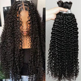 Smilegirl 15A Human Braiding Hair for Boho Braids Burmese Curly Spiral Ends Bulk 100% Unprocessed Virgin Hair 3/4 Bundle 24 26 28 30 Inch