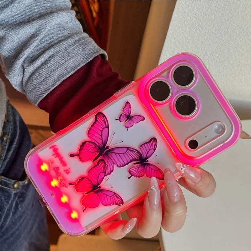 Purple luminous butterfly phone case for iPhone models by HSF Marketplace