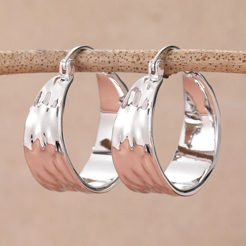 Silver plated hammered hoop earrings for women by HSF Marketplace