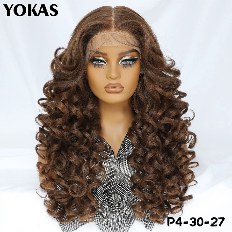 Latisha Lace Frontal Wigs 13x6 Synthetic High Temperature Fiber HD Lace Frontal Wigs 24 Inch Loose Curls Lace Wig For Afro Wome