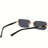 Rimless rectangular sunglasses from HSF Marketplace with small square shape, stylish sun shades for women and men, summer travel accessory