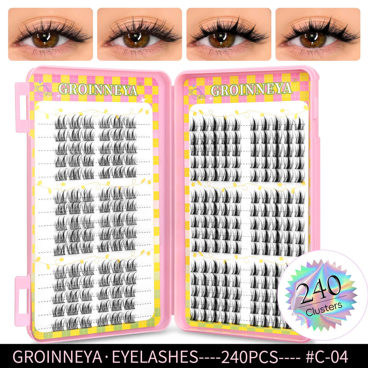 Natural eyelash clusters, 320-piece volume mixed tray false eyelashes by HSF Marketplace