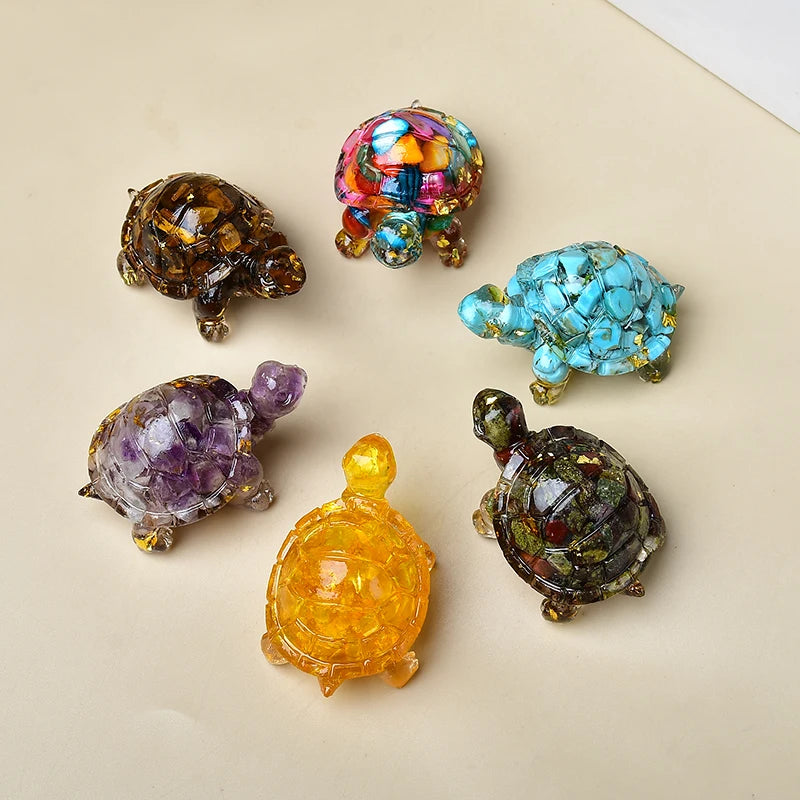 Natural Crystal Turtle, Composed of Crystal Fragments and Resin, Is an Ideal Gift for Home Decoration.