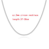 Iced Out Tennis Chain Necklaces Female Gold Color 18K Gold Plated Neck Chain For Women Fashion Jewelry Gift Chocker 2024