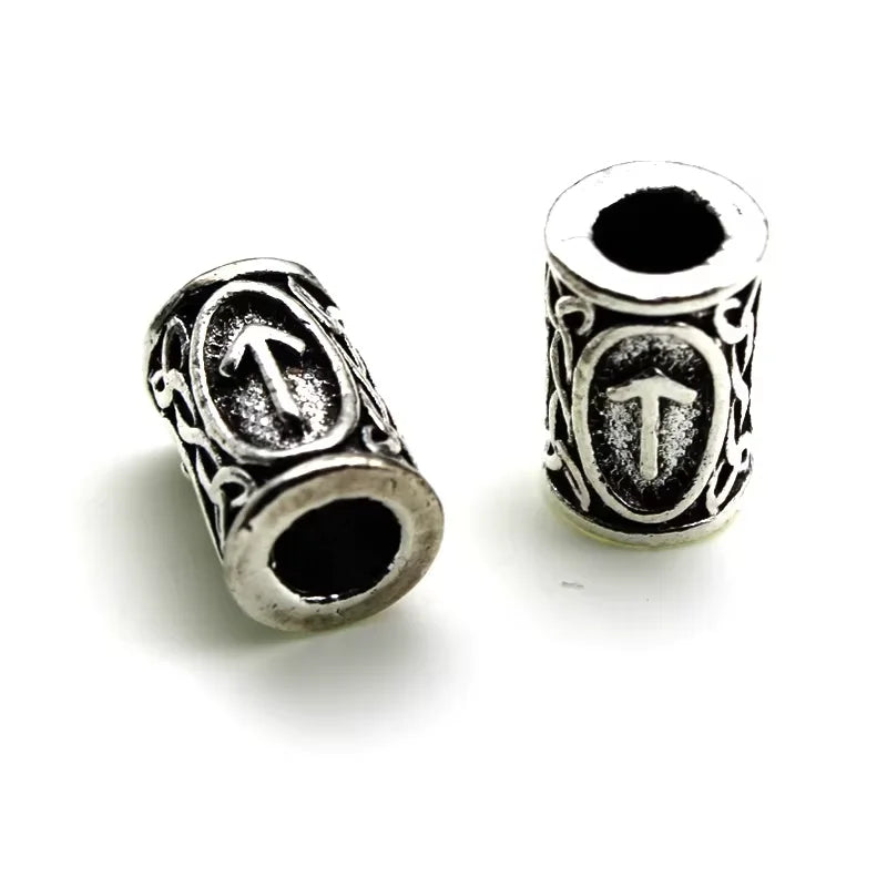 10Pcs/Lot Viking Rune Beads Alloy Tube Spacer Beads Hair Braid Beard Dreadlock Beads Knife Beads Pendant for DIY Jewelry Making