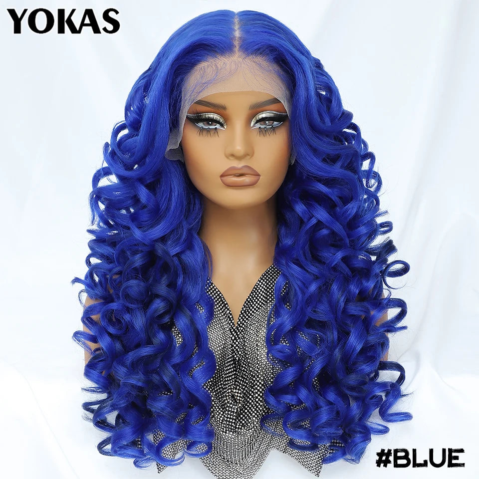 Latisha Lace Frontal Wigs 13x6 Synthetic High Temperature Fiber HD Lace Frontal Wigs 24 Inch Loose Curls Lace Wig For Afro Wome