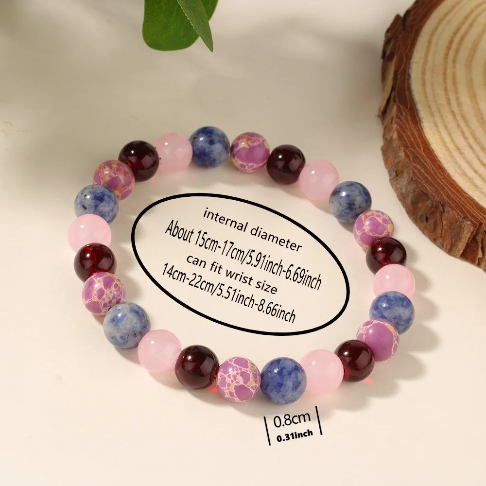 Love Bracelet Multi-color Natural Stone Attracts Good Luck And 8MM Imperial Stone Jewelry, Lapis Lazuli With Beautiful Meaning