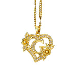 Gold heart initial letter necklace for women with stainless steel chain, featuring A-Z alphabet pendant, birthday jewelry gift