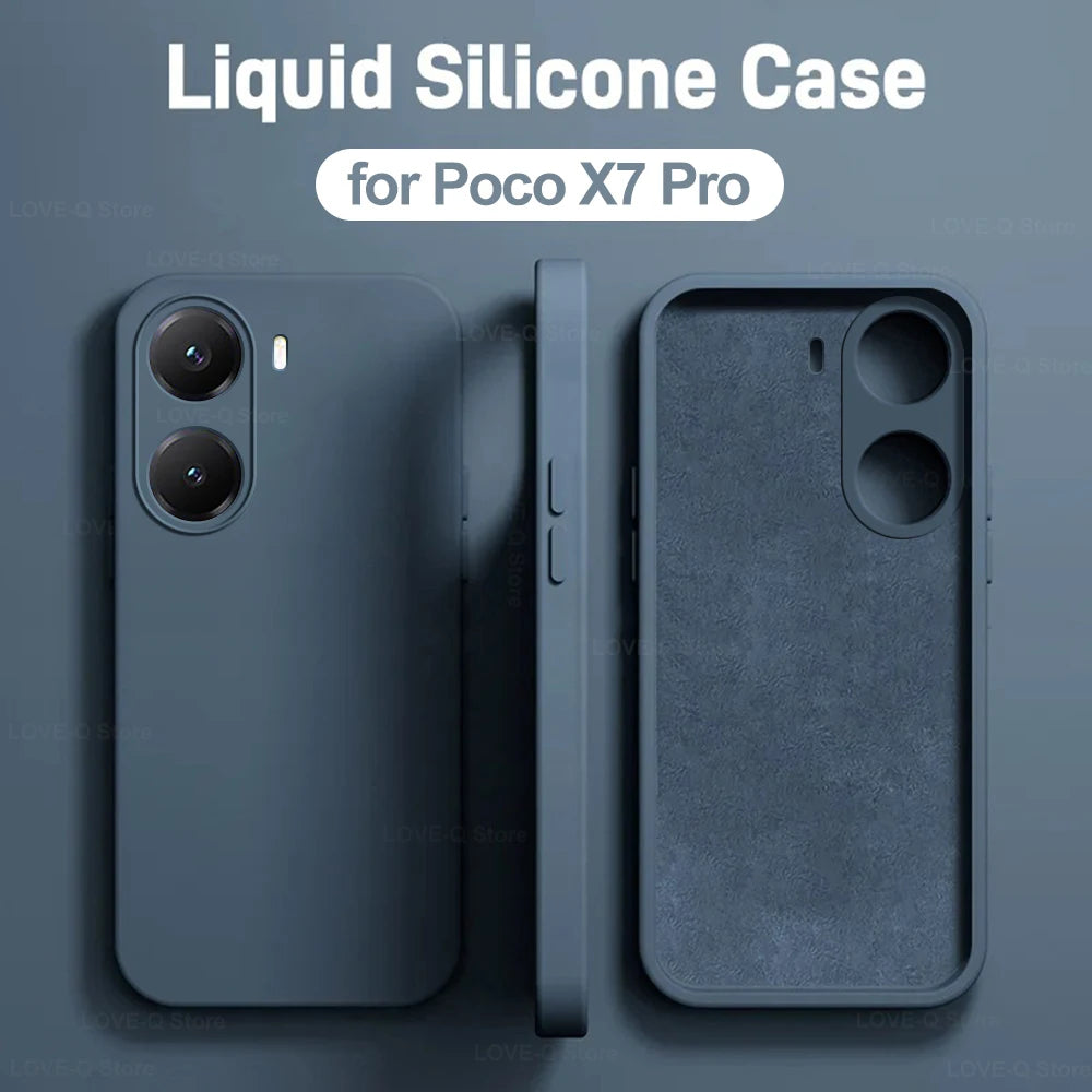 Poco X7 X8 Pro Max liquid silicone shockproof phone case in a sleek protective cover design