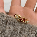 925 Sterling Silver Open Finger Ring Golden Enamel Donut Dazzling Geometric Punk For Women Jewelry Gift Dropship Wholesale