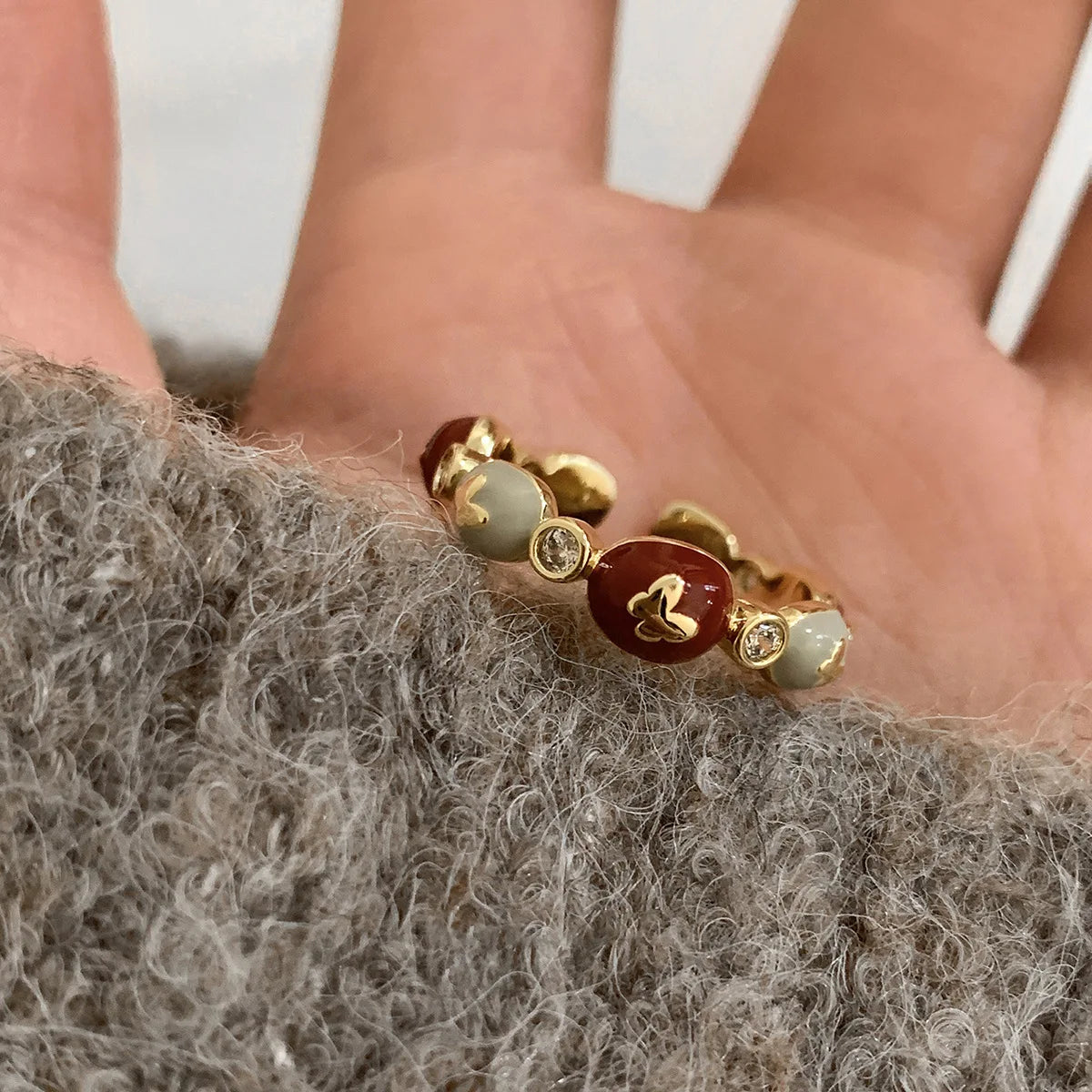 925 Sterling Silver Open Finger Ring Golden Enamel Donut Dazzling Geometric Punk For Women Jewelry Gift Dropship Wholesale