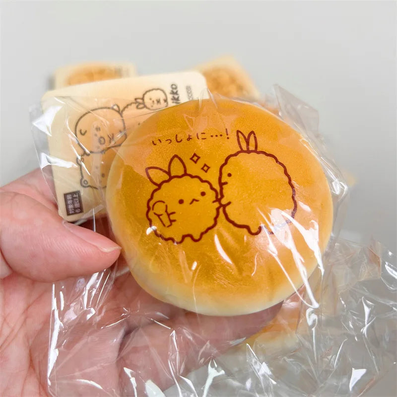 Cute 7cm bio burger squishy sensory toy from HSF Marketplace, ultra soft PU simulation bread pendant for decompression and stress relief.