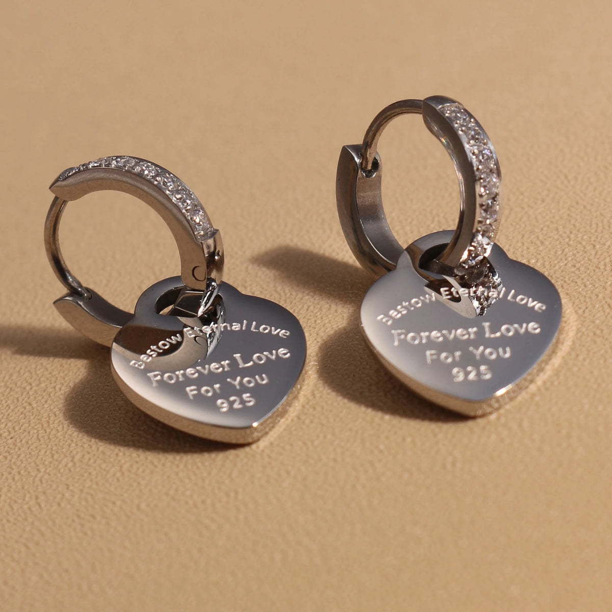 XE-221 heart pendant women’s zircon stainless steel earrings in gold color by HSF Marketplace