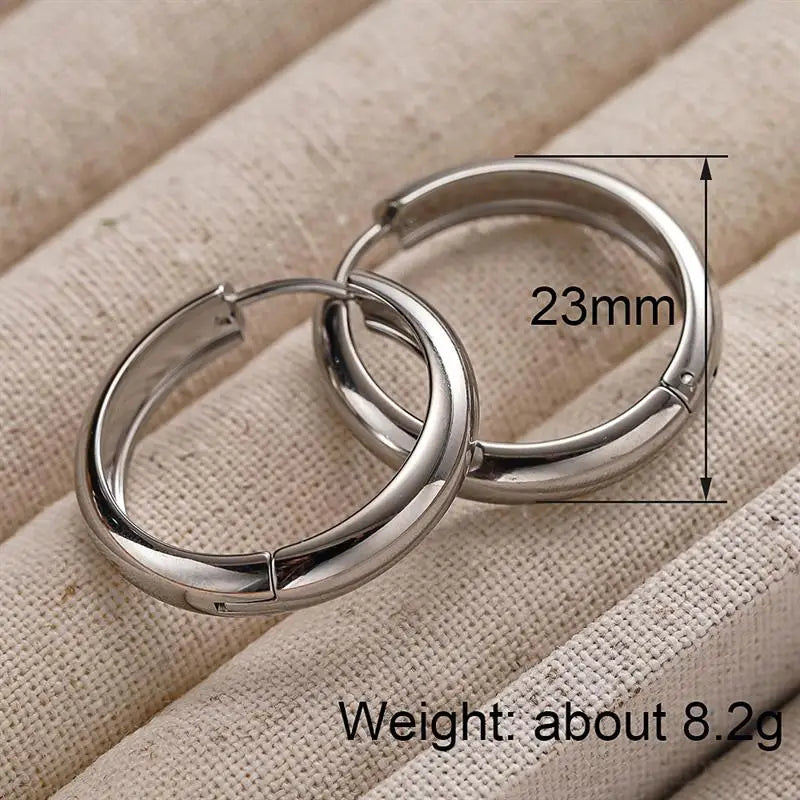 Silver and gold stainless steel hoop earrings for women by HSF Marketplace
