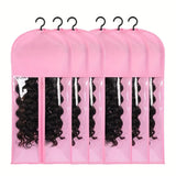 1/2Set Wig Storage Bag With Hanger Hair Bags With Plastic Hanger for Hair Black Wig Organizer Hangers For Multiple Wigs