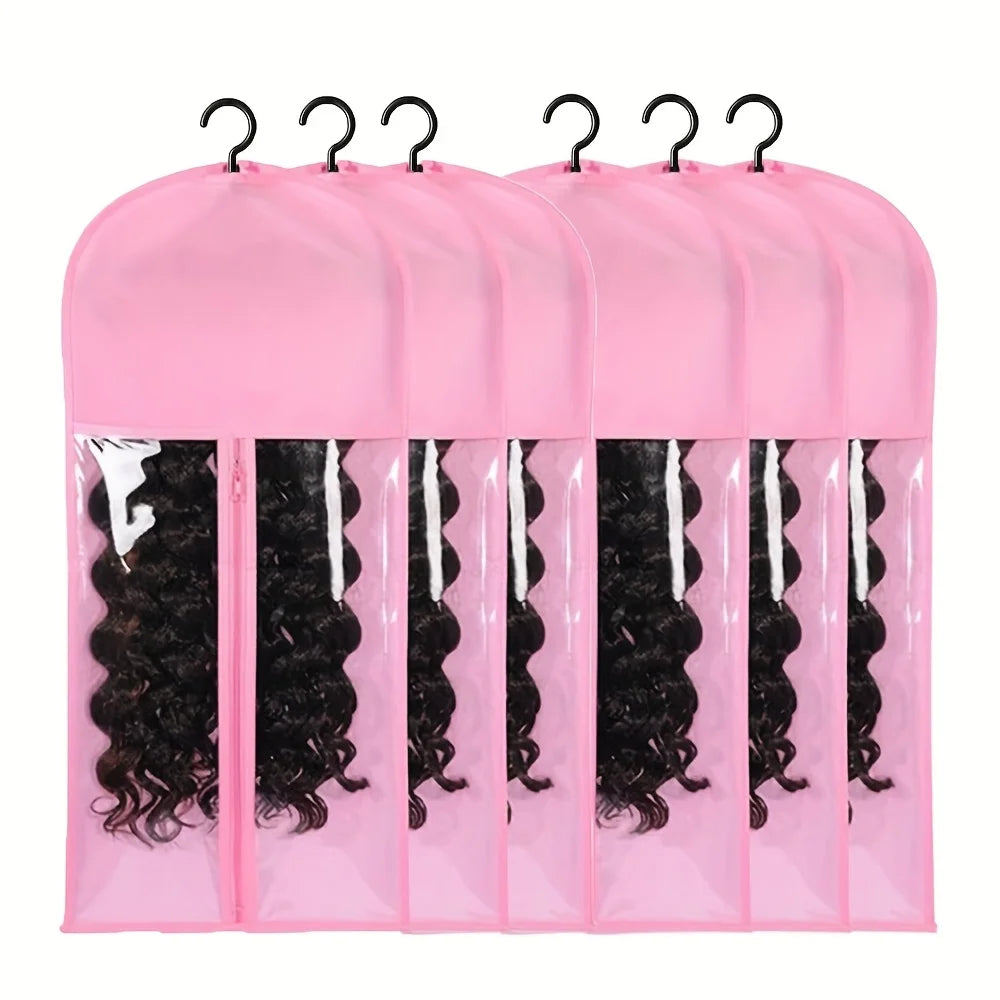 1/2Set Wig Storage Bag With Hanger Hair Bags With Plastic Hanger for Hair Black Wig Organizer Hangers For Multiple Wigs